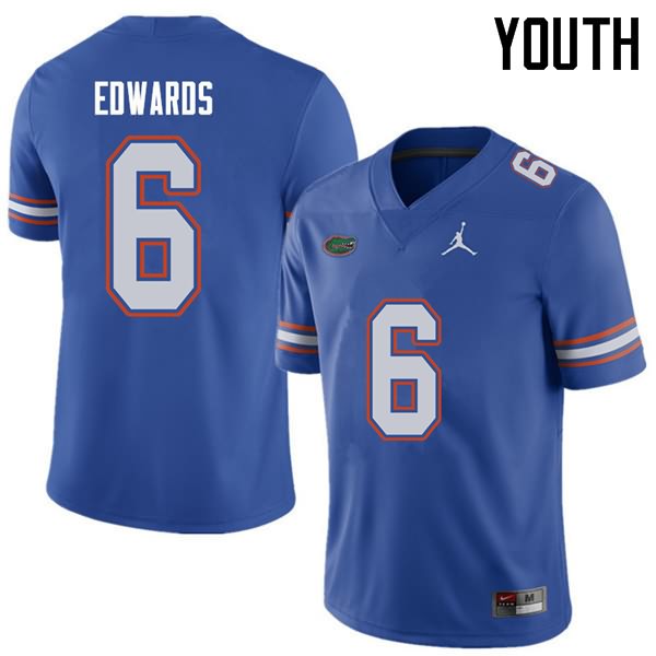 Youth NCAA Florida Gators Brian Edwards #6 Stitched Authentic Jordan Brand Royal College Football Jersey FPM5265IP